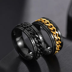 Cool Stainless Steel Rotatable Men Couple Ring High Quality Spinner Chain Rotable