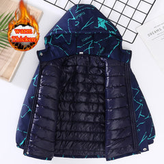 Winter Boy Cotton-padded Jacket Children Hooded Outerwear Boys Bomber Jacket