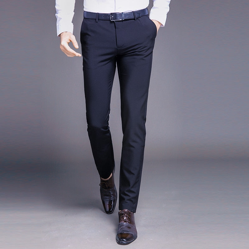 Cotton Men Suit Pants Straight Spring Autumn Long Male Classic