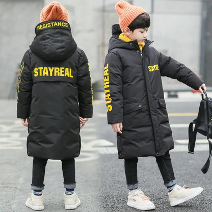 degrees High quality Winter Boys Long Coat Clothes overcoat Snowsuit