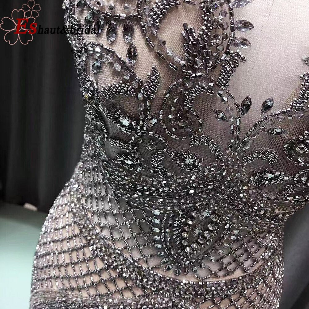 Evening wear Dresses: Mermaid Evening Night  Dress for Women Crystal Handmade Cap