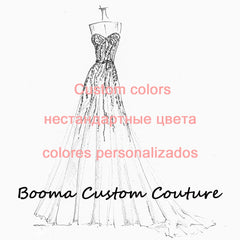 Booma Sparkly Embroidery Tulle Maxi Prom Dresses V-Neck Long Sleeves