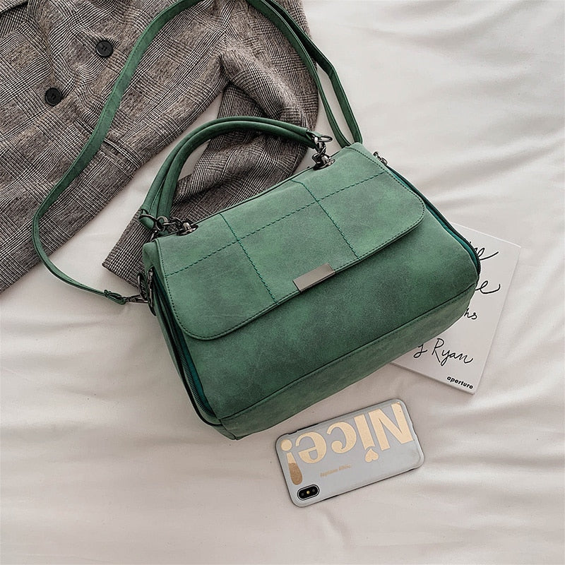 Casual Shoulder Handbags Soft Scrub Leather Crossbody Bags