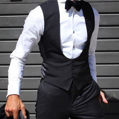 Black Men Vest for Wedding Groom Tuxedo One Piece Slim Fit Waistcoat