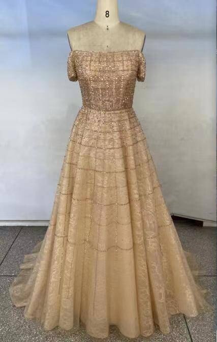 Evening wear Dresses: Evening Dresses Long Luxury Pink Lace Beaded Beading