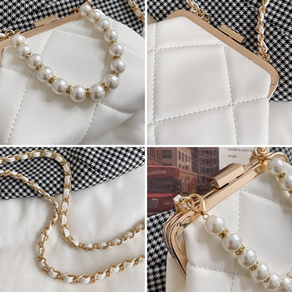 Women Party Clutch Wedding Crossbody Bag Totes Stylish Pearl Clip Bag
