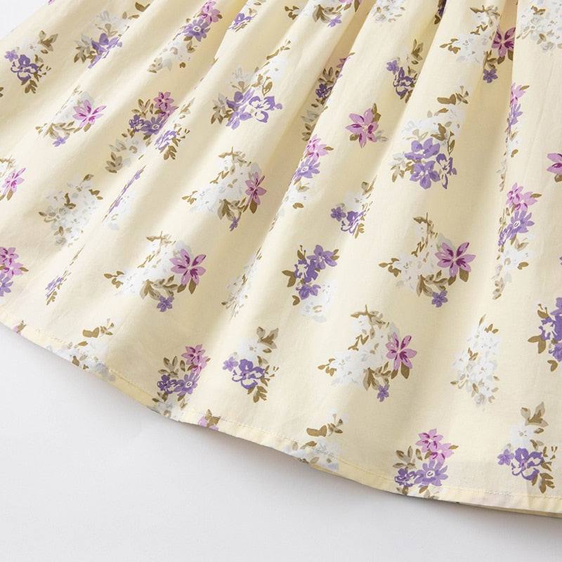 dave bella spring girl fashion 5Y-13Y floral print classical  dress children sweet dress