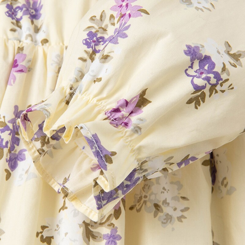 dave bella spring girl fashion 5Y-13Y floral print classical  dress children sweet dress