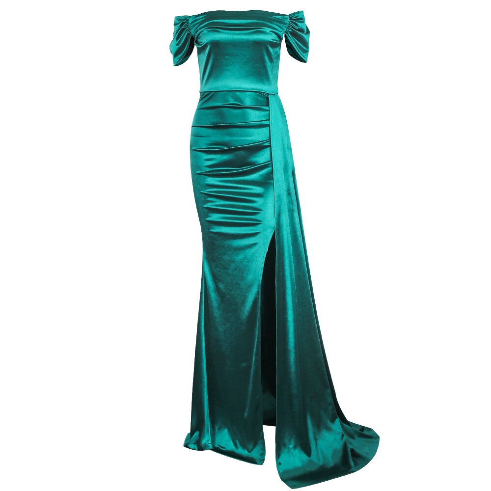 Evening wear Dresses: Women Off the Shoulder Fashion Burgundy Prom Gown