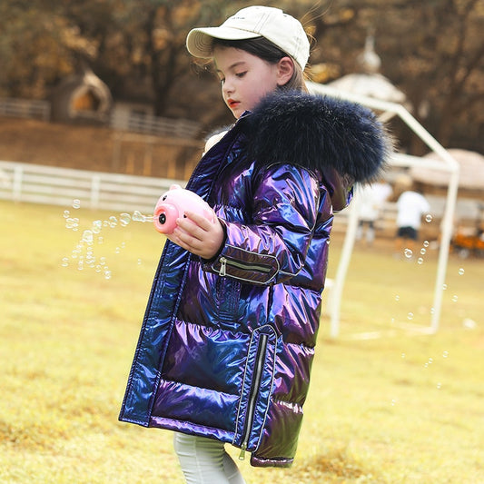 Children down jacket girls mid-length girls middle-aged