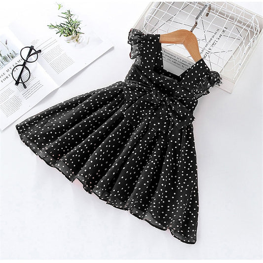 Humor Bear Fashion Girls Dresses Cotton Woven Sling Short Sleeve Baby Girl