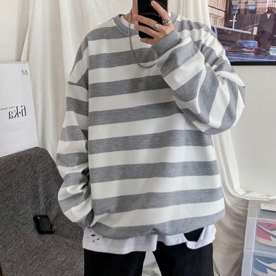 Spring Men Classic Striped Hoodies Mens Hip Hop Streetwear Sweatshirt