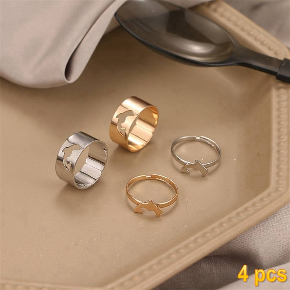 Trendy Gold Butterfly Rings For Women Men Lover Couple Rings Set