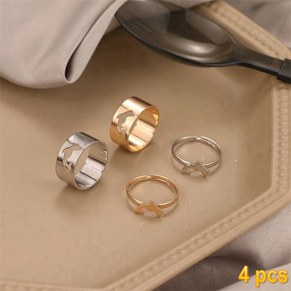 Trendy Gold Butterfly Rings For Women Men Lover Couple Rings Set