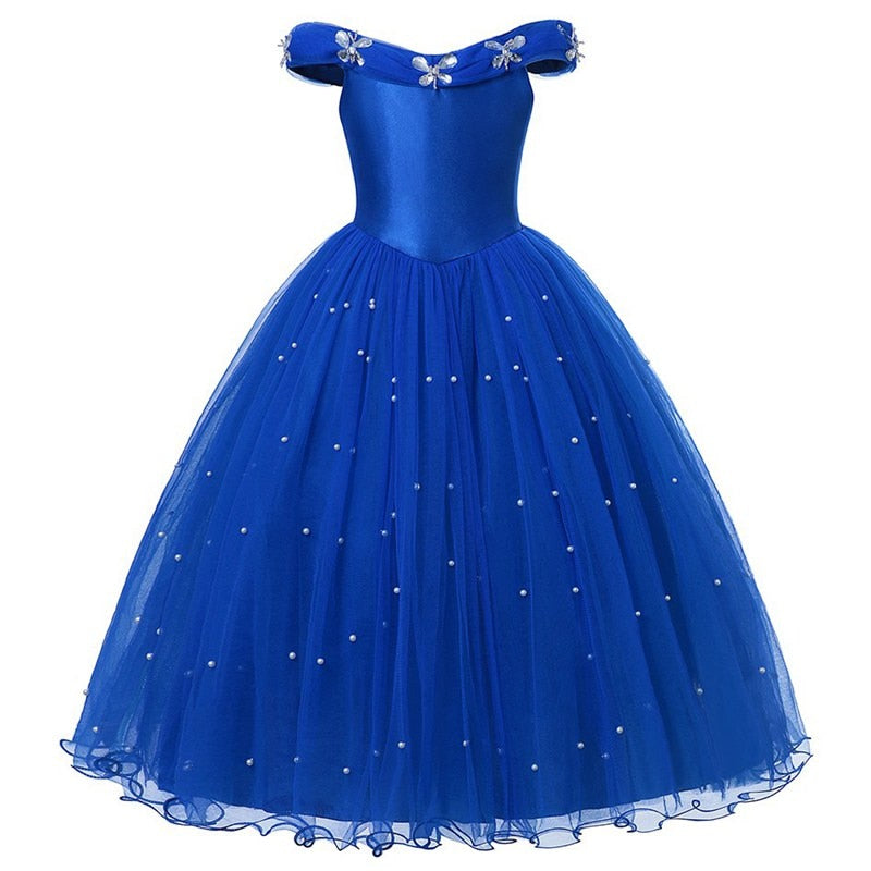 Girls Cinderella Cosplay Costume Dress Kids Sleeveless Princess Party Dresses