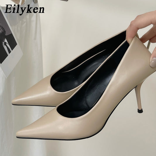 Pu Leather New Sexy Shallow Pointed Toe Woman Pumps Thin High Heels Fashion Dress Sandals Ladies Shoes