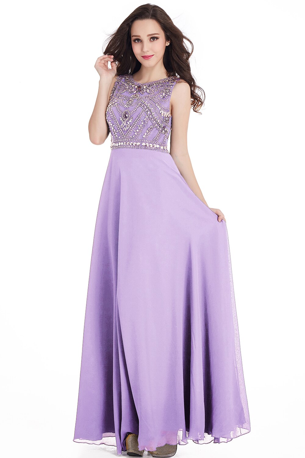 Homecoming Dresses: Prom Dresses A-line Sleeveless Crystals Beaded Elegant