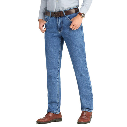 Men Business Jeans Classic Spring Autumn Male Cotton Straight Stretch