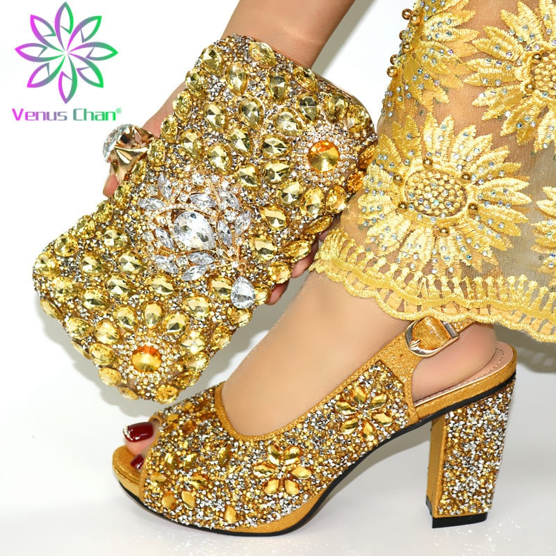 Shoe and Matching Bag for Nigeria Party Slip on Shoes for Women