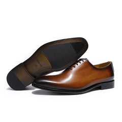 Men Real Leather Wholecut Oxford Shoes Classic Dress Shoes