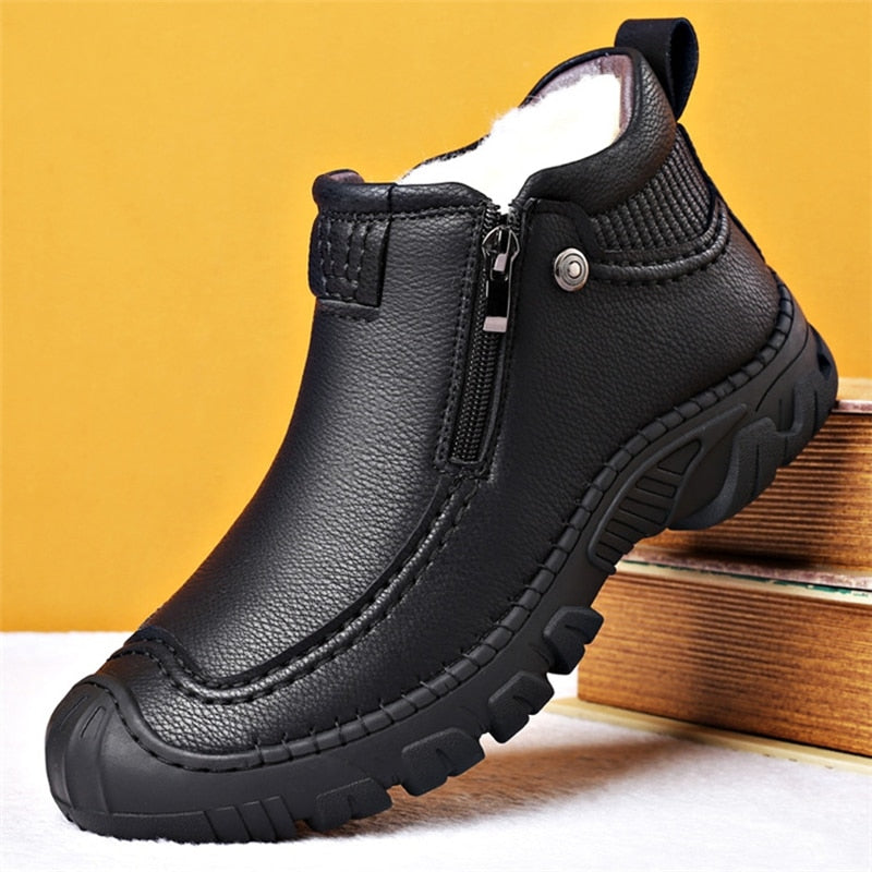 Men Winter Snow Boots Waterproof Leather Sneakers Super Warm Men