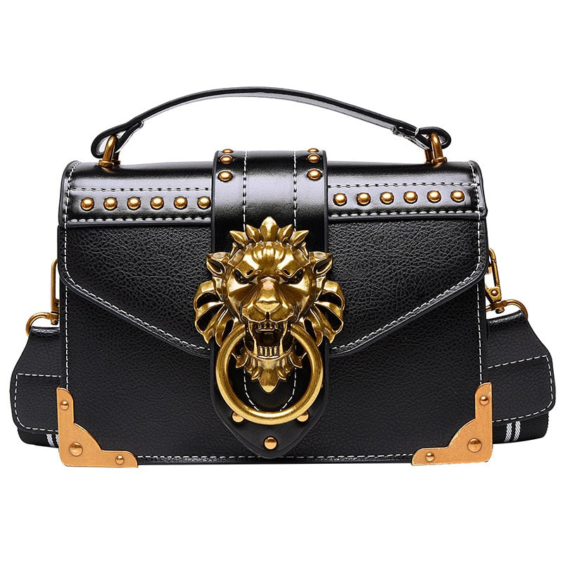 Female Fashion Handbags Luxury Girls Crossbody Bags Tote Woman Metal Lion