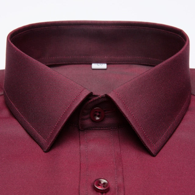 Men's Long Sleeve Standard-fit Solid Basic Dress Shirt Patch