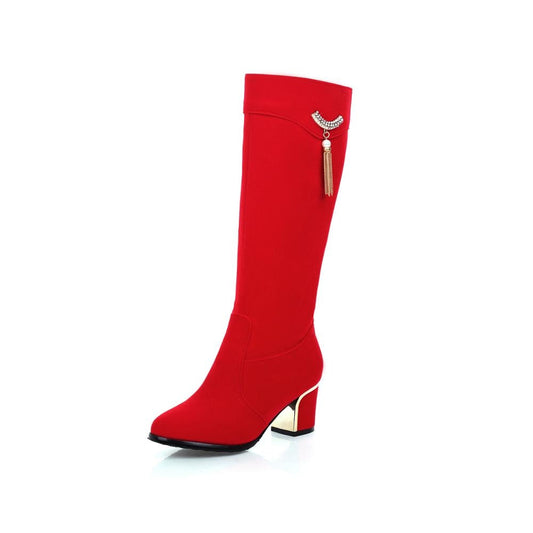 Female Knee High Boots Women Pu Leather Knee Winter Boots
