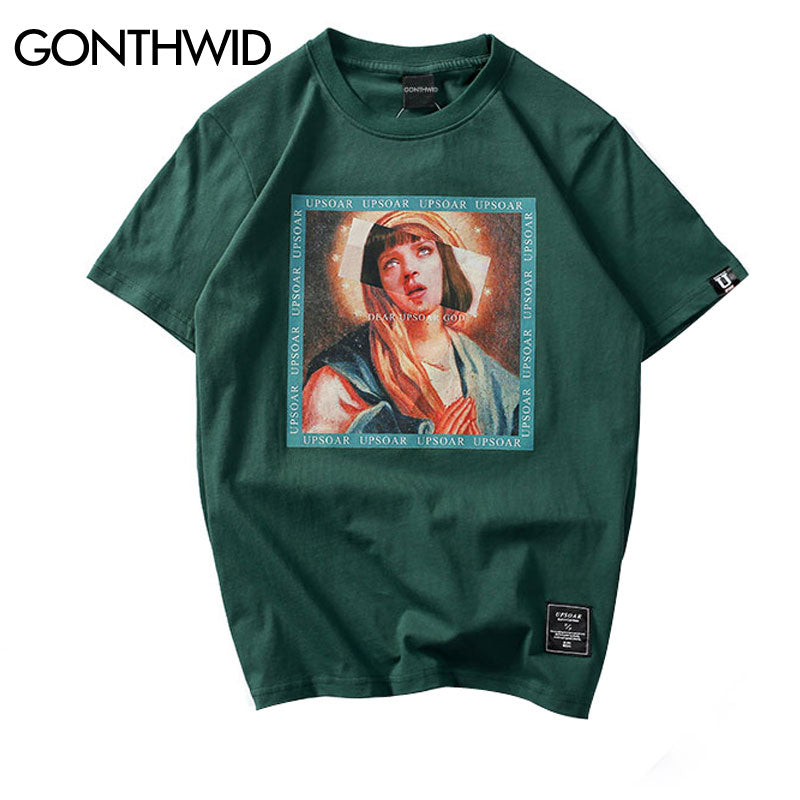 Virgin Mary Men T-Shirts Funny Printed Short Sleeve