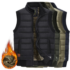 Mens Jacket Sleeveless Vest Winter Male Fleece Warm Vest Coats