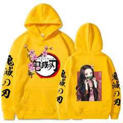 Slayer Kimetsu No Yaiba Hoodie Hip Hop Anime Pullovers Tops Loose Long Sleeves