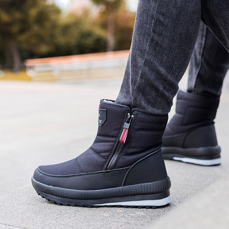 Men Winter Snow Boots Male Fur Ankle Boots Men Shoes Warm Plush Men