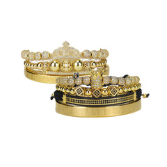 Luxury Royal King Queen Crown charms colorfast Bracelet Stainless steel CZ beads