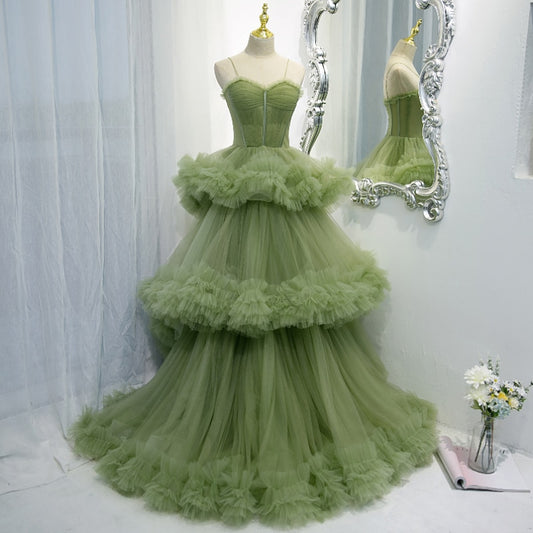 Fashion Avocado Green Prom Dress Romantic Sweetheart A-line