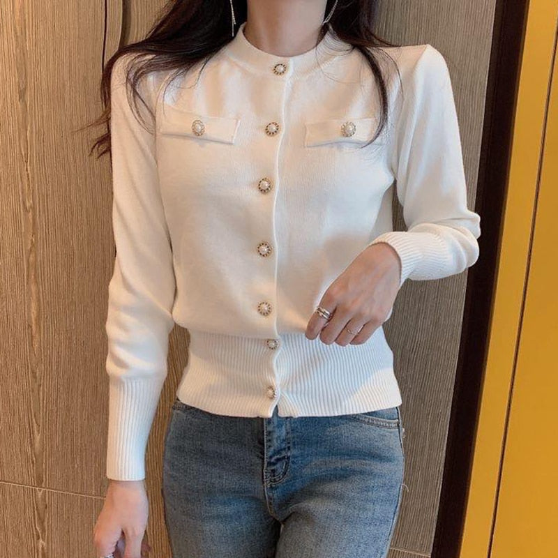 Fashion Women Cardigan Sweater Spring Knitted Long Sleeve Short Coat