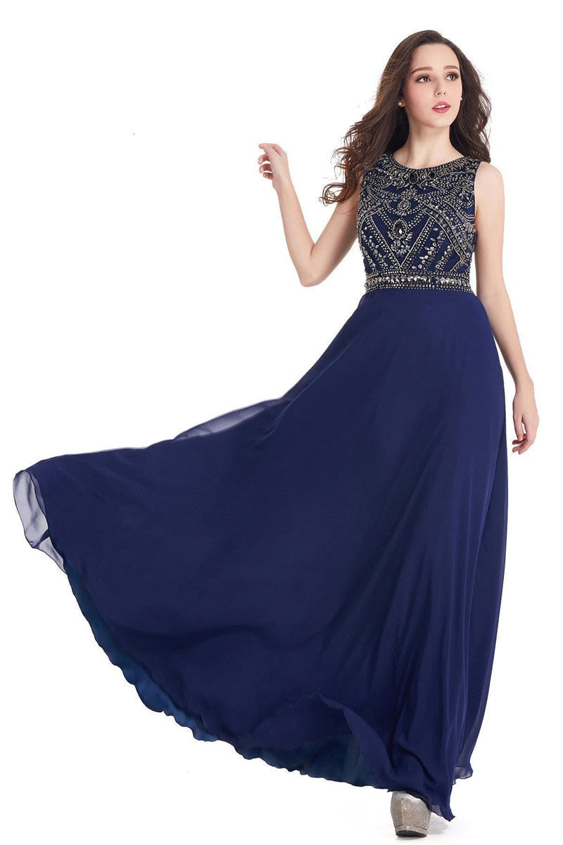 Homecoming Dresses: Prom Dresses A-line Sleeveless Crystals Beaded Elegant