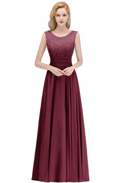 Homecoming Dresses: Dusty Pink Lace Long Bridesmaid Dresses Stretchy A Line