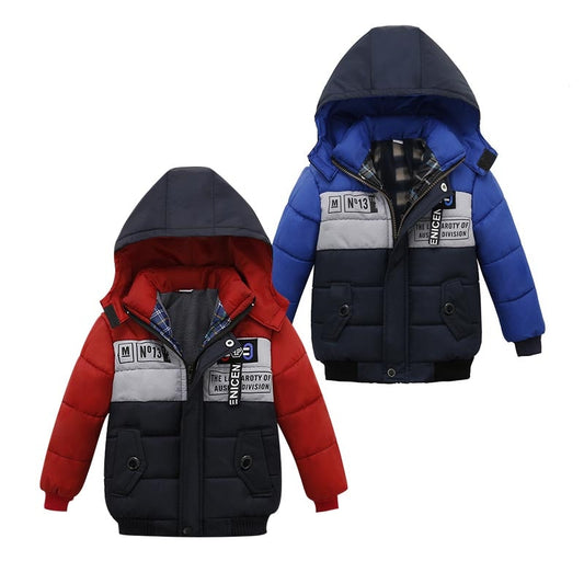 Winter Boys Fashion Children Down Jacket Hooded Long Thicken Outerwear