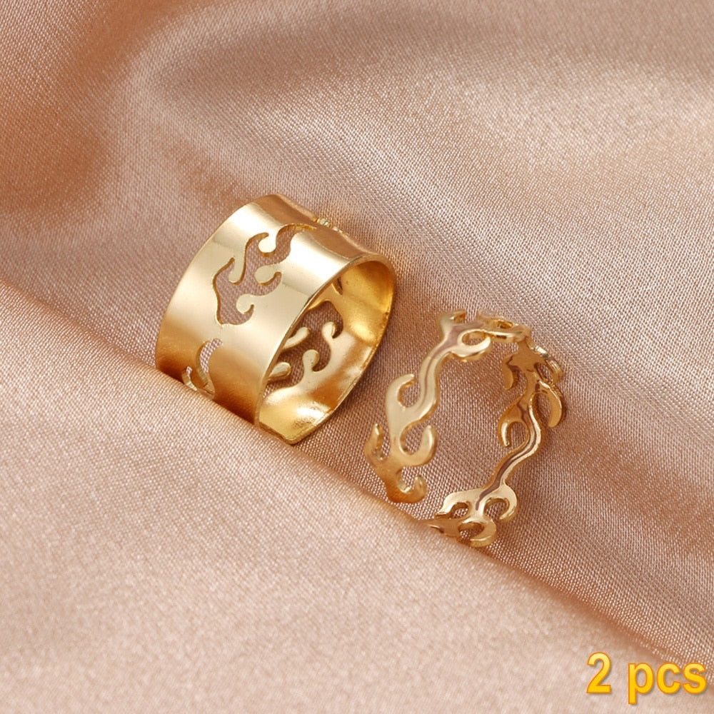 Trendy Gold Butterfly Rings For Women Men Lover Couple Rings Set