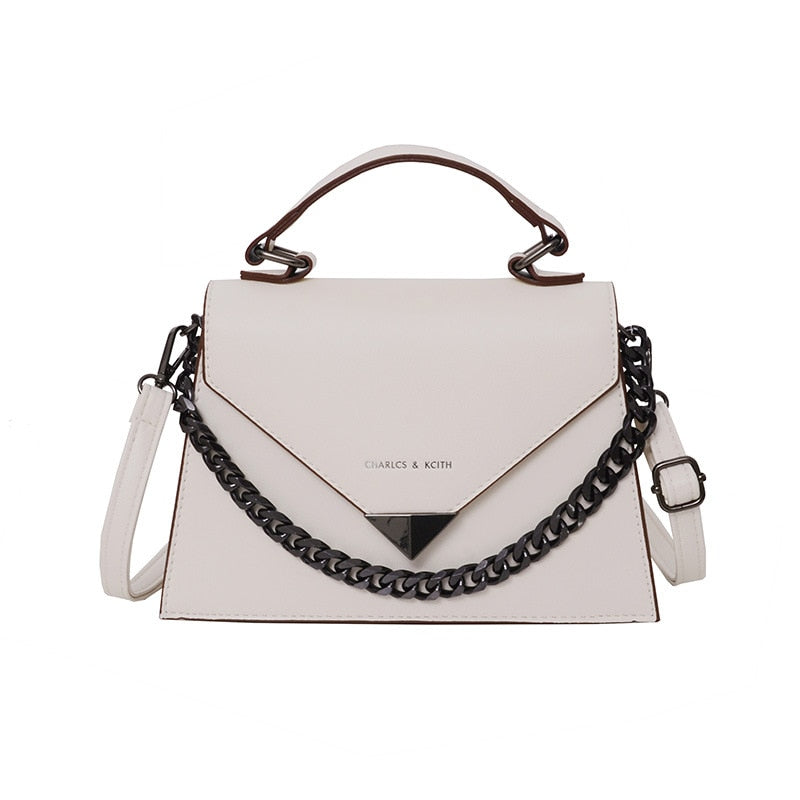 Solid Leather Crossbody Bags For Women Chain Luxury Design