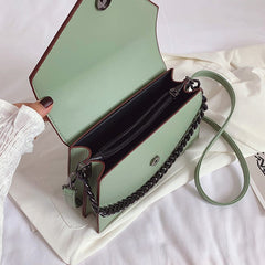 Solid Leather Crossbody Bags For Women Chain Luxury Design