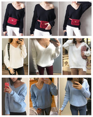 Colorfaith Winter Spring Women's Knitwear V-Neck Minimalist Tops