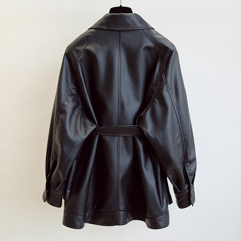 Slim PU Coats Women Faux Leather Jackets Vintage Motor Biker Jackets