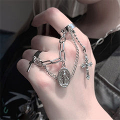 Women Twist Pearl Pearl Rings Set Fashion Geometric Hollow Crystal Ring