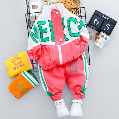 Kid Tracksuit Boy Girl Clothing Set Casual Long Sleeve Letter Zipper