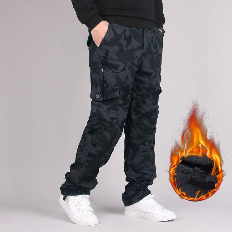 Men Winter Warm Thick Pants Double Layer Fleece Military Army