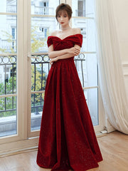 Burgundy Off The Shoulder Evening Dress Elegant Engagement Dresses Female