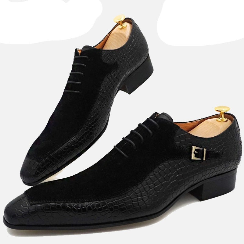 Luxury Men Oxford Shoes Lace up Split Toe Coffee Black Formal Men Dress Shoes