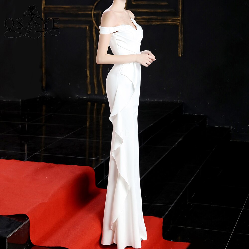 Evening wear Dresses: White Prom Dresses Stretch Sheath Evening Wedding Party