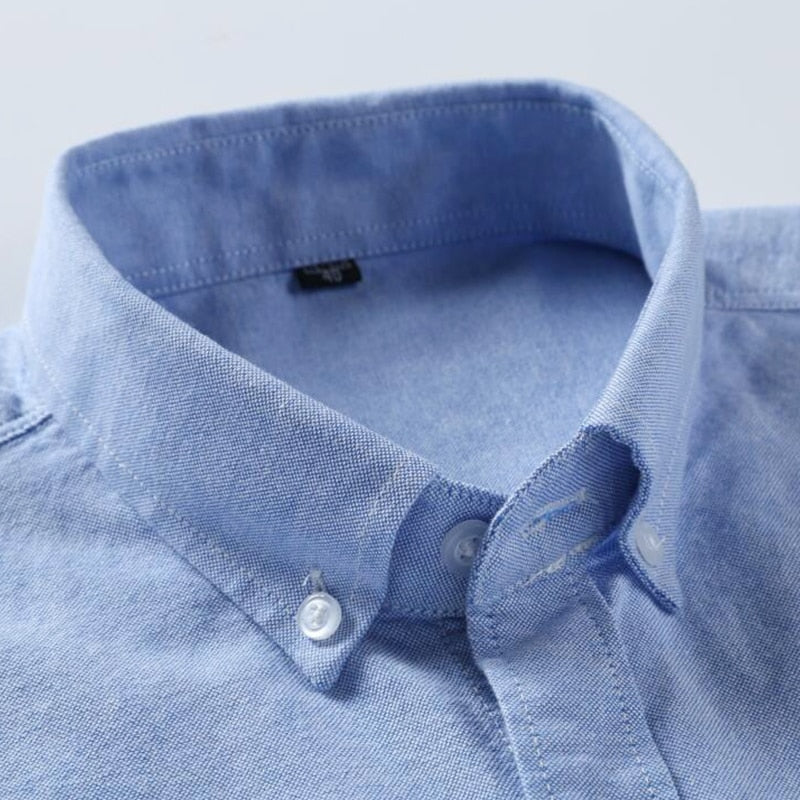 Cotton Oxford Shirt Men's Long Sleeve Embroidered Horse Casual